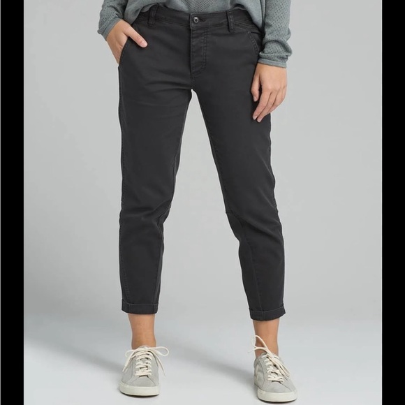 NWT PrAna Janessa 2 Way Stretch Button Fly Cropped Woven Pant In Charcoal Size 8 - Picture 1 of 8